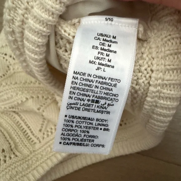 NWT THE DROP 100% cotton Diza Crochet Bralette, birch (M) - Picture 9 of 9